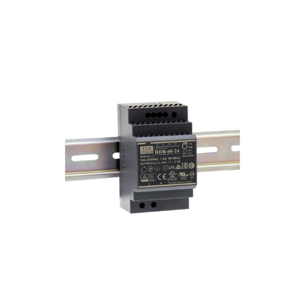 Τροφοδοτικό ράγας 60W/24VDC/2,5A Ultra slim 60W HDR-60-24  MEANWELL