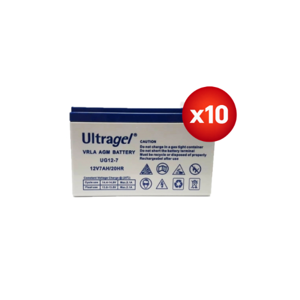 Battery VRLA Lead Acid 12V-7.0Ah UltraGel (10 Items)