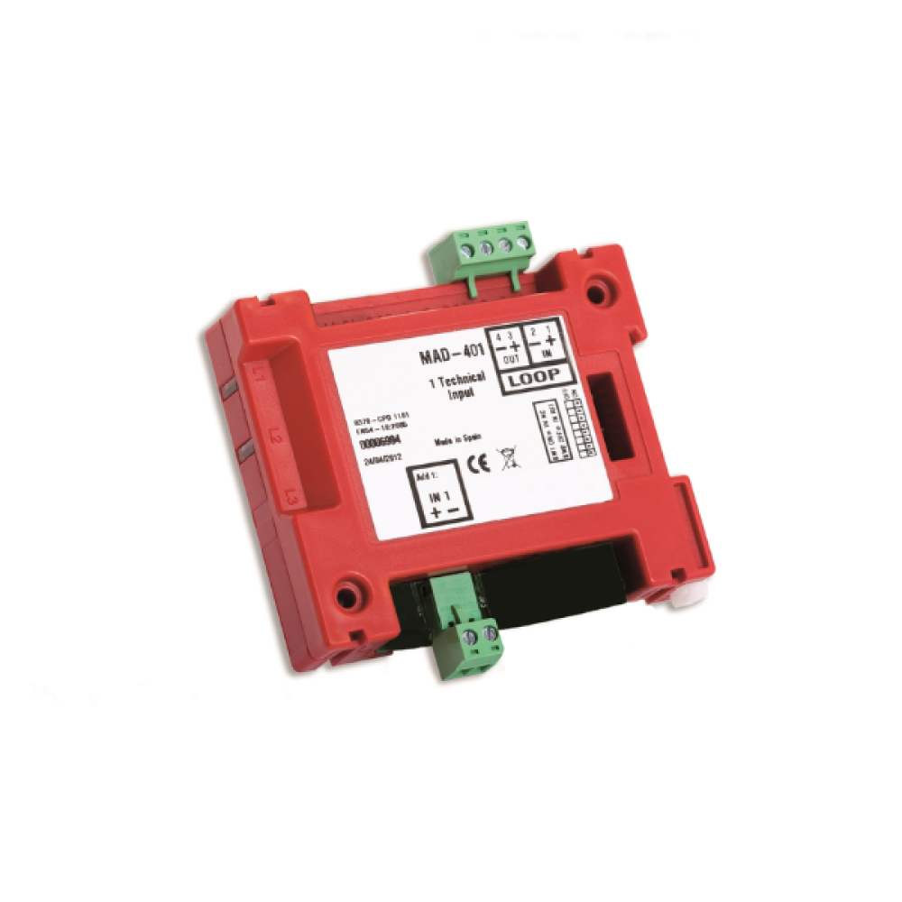 MAD-401 -Διευθυνσιοδοτούμενο Module Ελέγχου Μιας Επιτηρούμενης Εισόδου Με Ενδεικτικό Λειτουργίας Και Έξοδο Nc/Co  Detnov