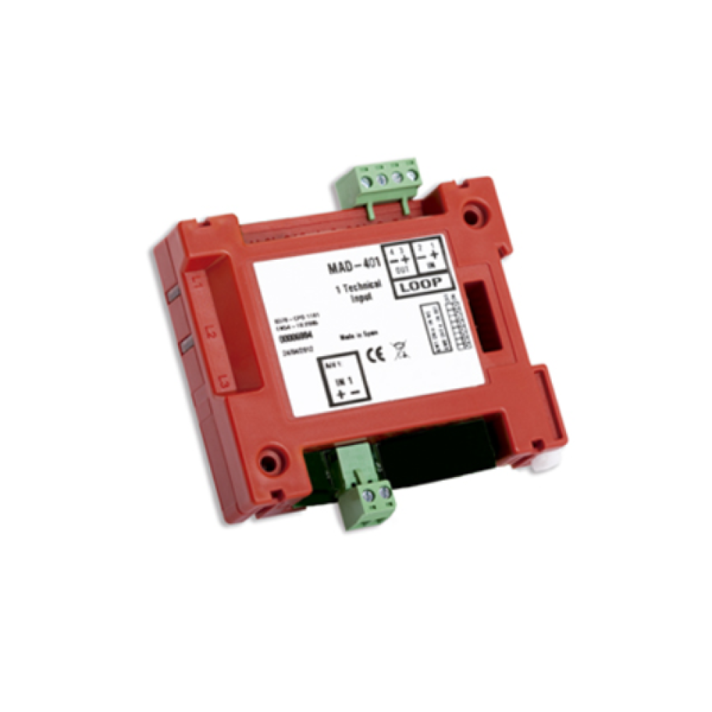 MAD-401-I -Διευθυνσιοδοτούμενο Module Ελέγχου Μιας Επιτηρούμενης Εισόδου Με Ενδεικτικό Λειτουργίας Και Έξοδο Nc/Co Με Ενσωματομέ