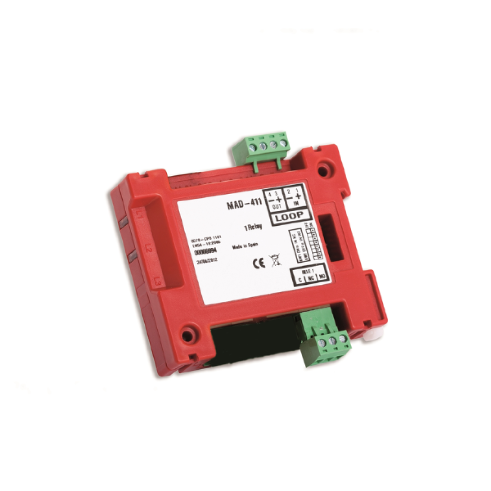 MAD-411 -Διευθυνσιοδοτούμενο Module Ελέγχου Με Έξοδο Relay, 1 Εξόδου C, No, Nc Detnov