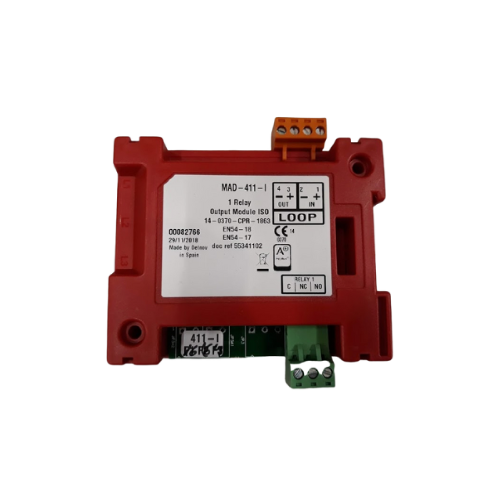 MAD-411-I -Διευθυνσιοδοτούμενο Module Ελέγχου Με Έξοδο Relay, 1 Εξόδου C, No, Nc Με Ενσωματωμένο Isolator Detnov