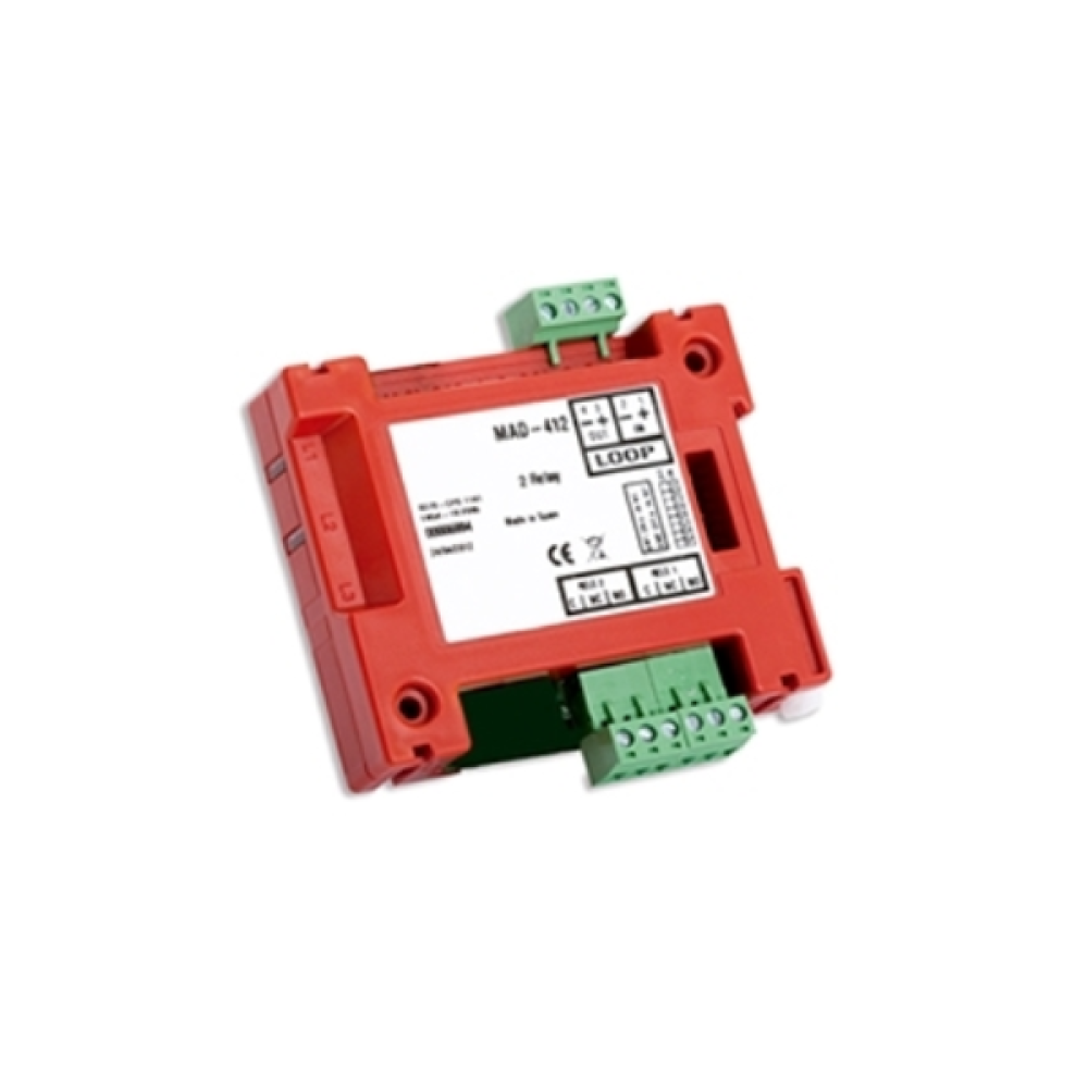 MAD-412-I -Διευθυνσιοδοτούμενο Module Ελέγχου Δυο Εξόδων C, No, Nc Detnov Με Ενσωματωμένο Απομονωτή