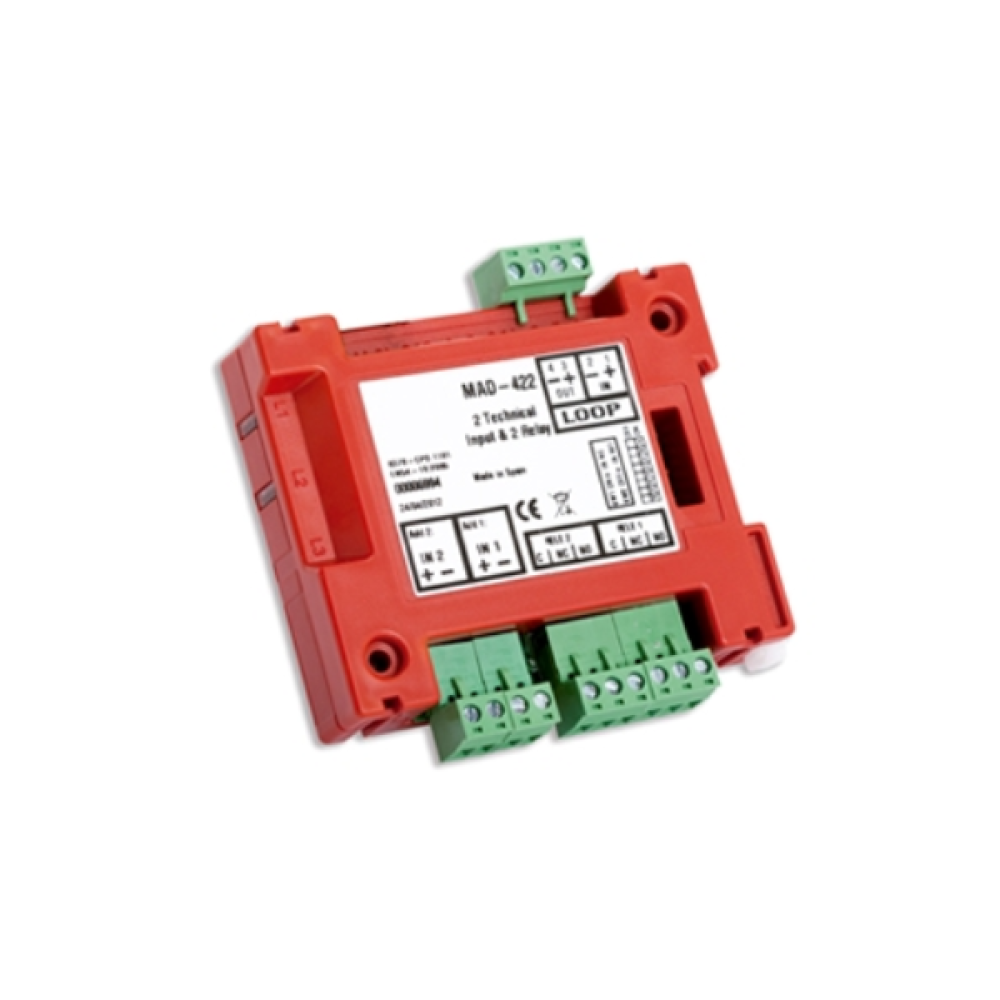 MAD-422 -Διευθυνσιοδοτούμενο Module Παρακολούθησης & Ελέγχου 2 Εισόδων Με Ενδειξη Λειτουργίας Για Έλεγχο Συσκευών Detnov