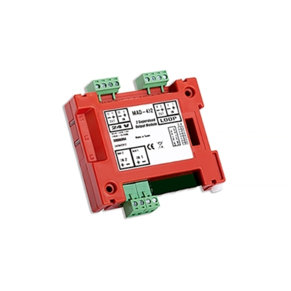 MAD-432-I -Διευθυνσιοδοτούμενο Module Ελέγχου 2 Επιτηρούμενων Εξόδων 24V Detnov Με Ενσωματωμένο Isolator