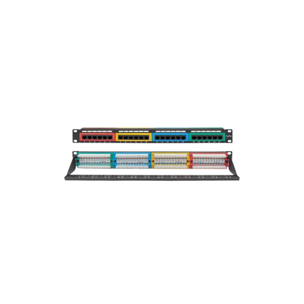 Patch Panel CAT6 Utp 24P 19'' 1U Με Οδηγό Καλωδίων Color