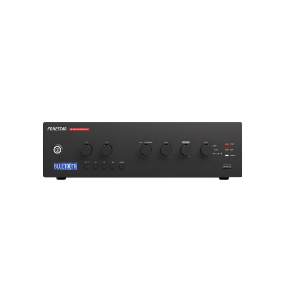 PROX-60Z Ενισχυτής PA 2-Ζωνών 60W με Bluetooth/USB/FM Player για Συστήματα 100V και 4 Ohm Fonestar