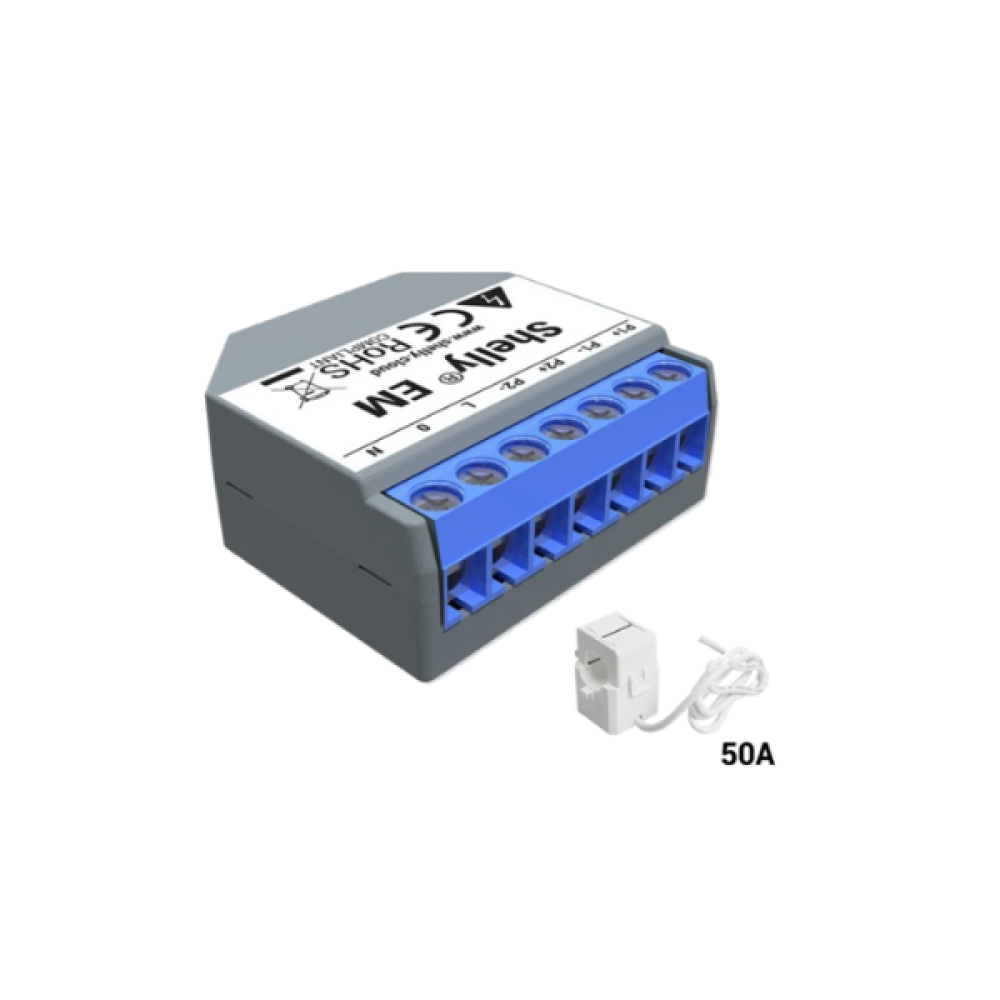Shelly EM WiFi-operated Energy Meter Contactor Control with 50A Clamp