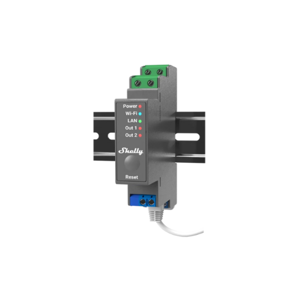 Shelly 2 PRO Professional 2-channel DIN Rail Relay with dry contacts