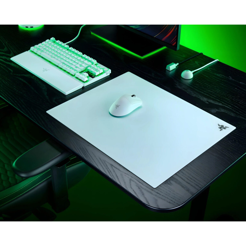 Razer ATLAS PRO White - Gaming Mouse Mat - 1.9mm Premium Tempered Glass - Scratch Resistant