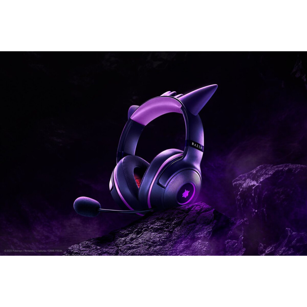 Razer Kraken Kitty V2 Gengar Pokemon Ed. – RGB – USB 7.1 Gaming Headset – Purple Ears –PC/PS5/SWITCH