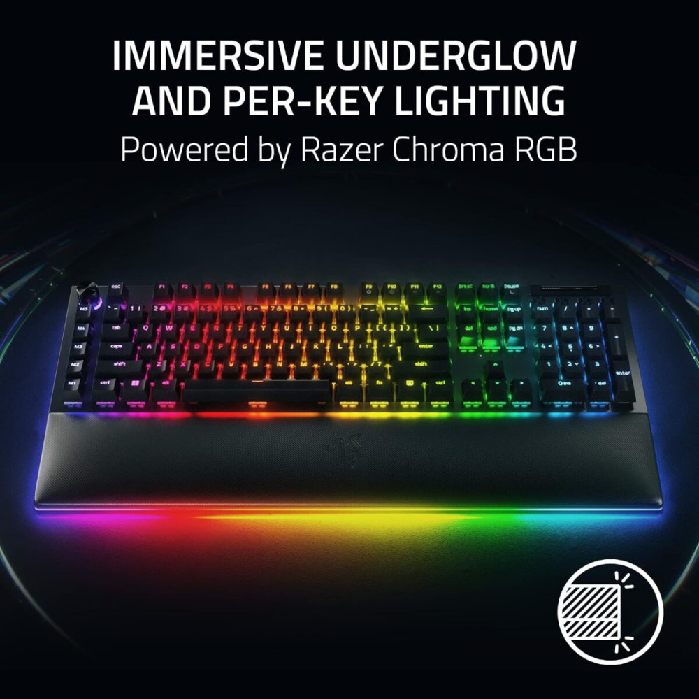 Razer BLACKWIDOW V4 PRO UK LAYOUT - Gaming Mechanical RGB Keyboard - Green Clicky Switches - Macros