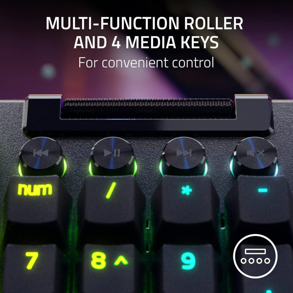 Razer BLACKWIDOW V4 PRO UK LAYOUT - Gaming Mechanical RGB Keyboard - Green Clicky Switches - Macros