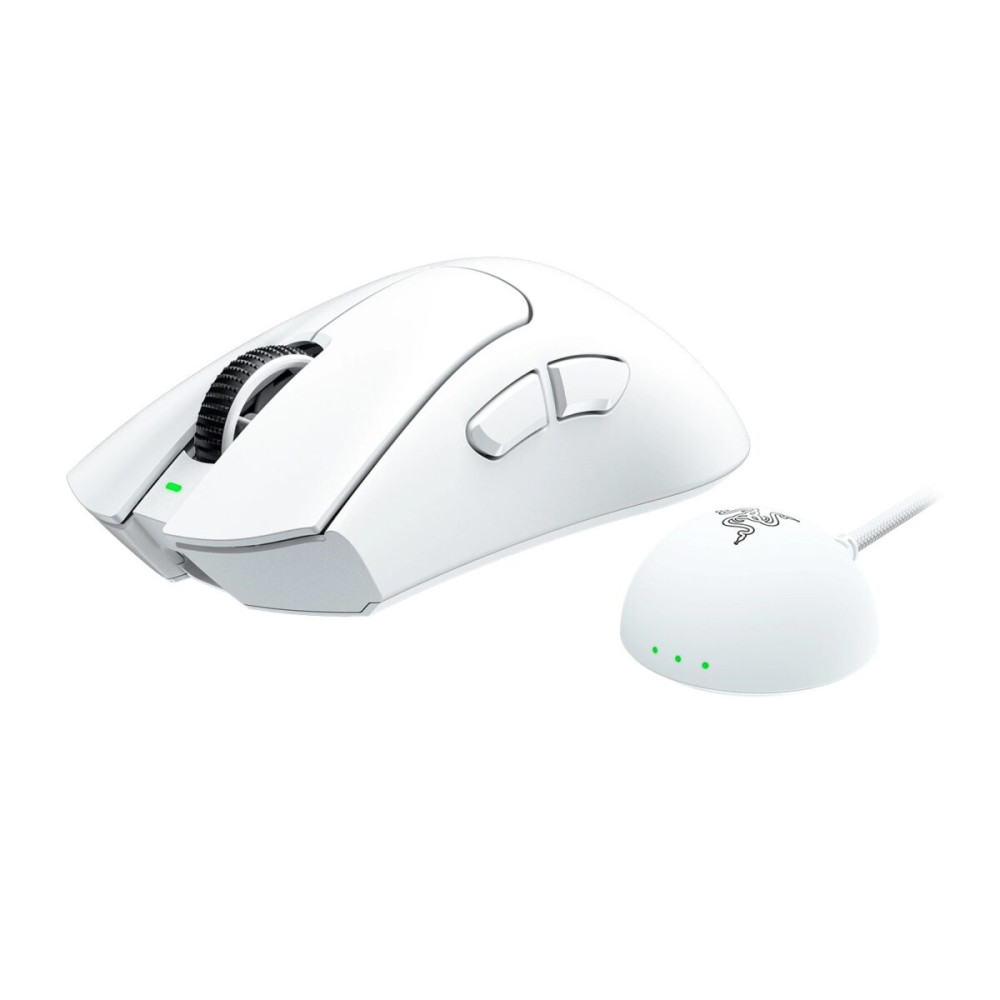 Razer DEATHADDER V4 PRO WHITE - 57g Wireless Gaming Mouse - Ergonomic - 120 Hours Battery - 45K DPI