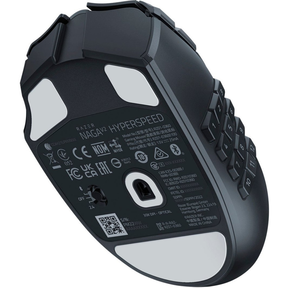 Razer NAGA V2 HYPERSPEED - Wireless MMO Gaming Mouse - 30K DPI - 2.4GHz / Bluetooth - 19 Buttons