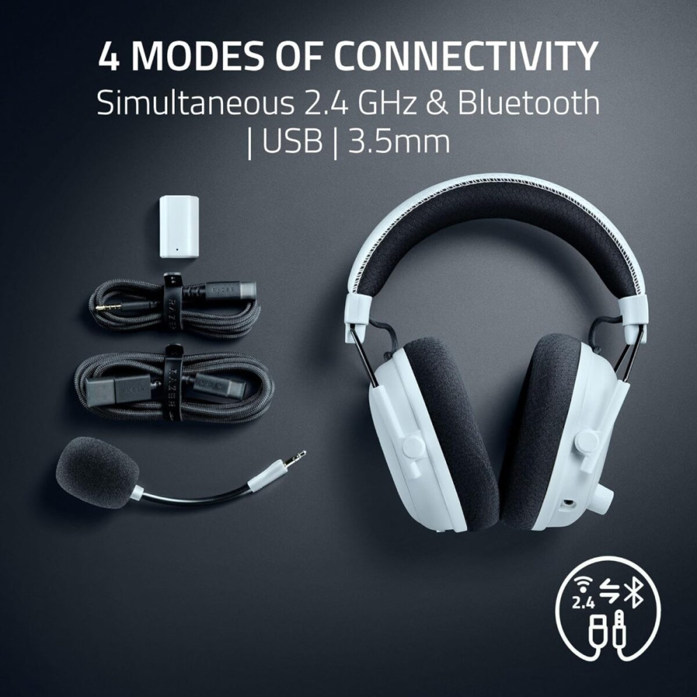 Razer BLACKSHARK V3 PRO White - ANC Wireless Gaming Headset - 70h Battery - 2.4GHz/BT/USB - PC/PS5