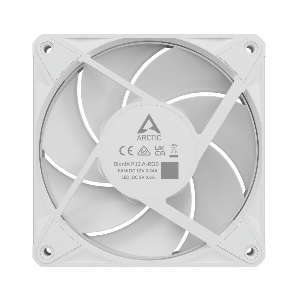 Arctic BioniX P12 A-RGB (White) Pack of 3 - 120mm Case Fan with A-RGB - Fluid Dynamic Bearing - PWM