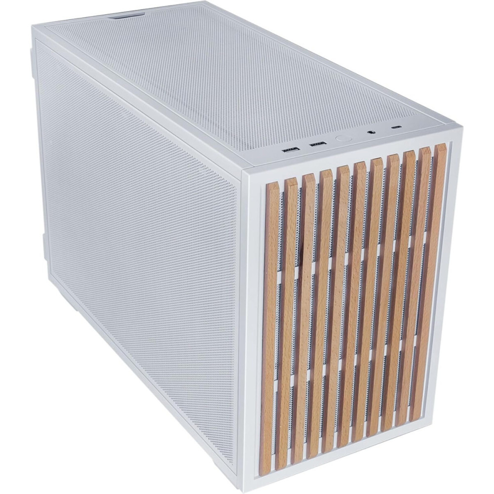Lian Li Dan-B4 Wood White - mATX Mesh - PC Gaming Case - 2x 120 Fans Included - GPU Support 358.9mm