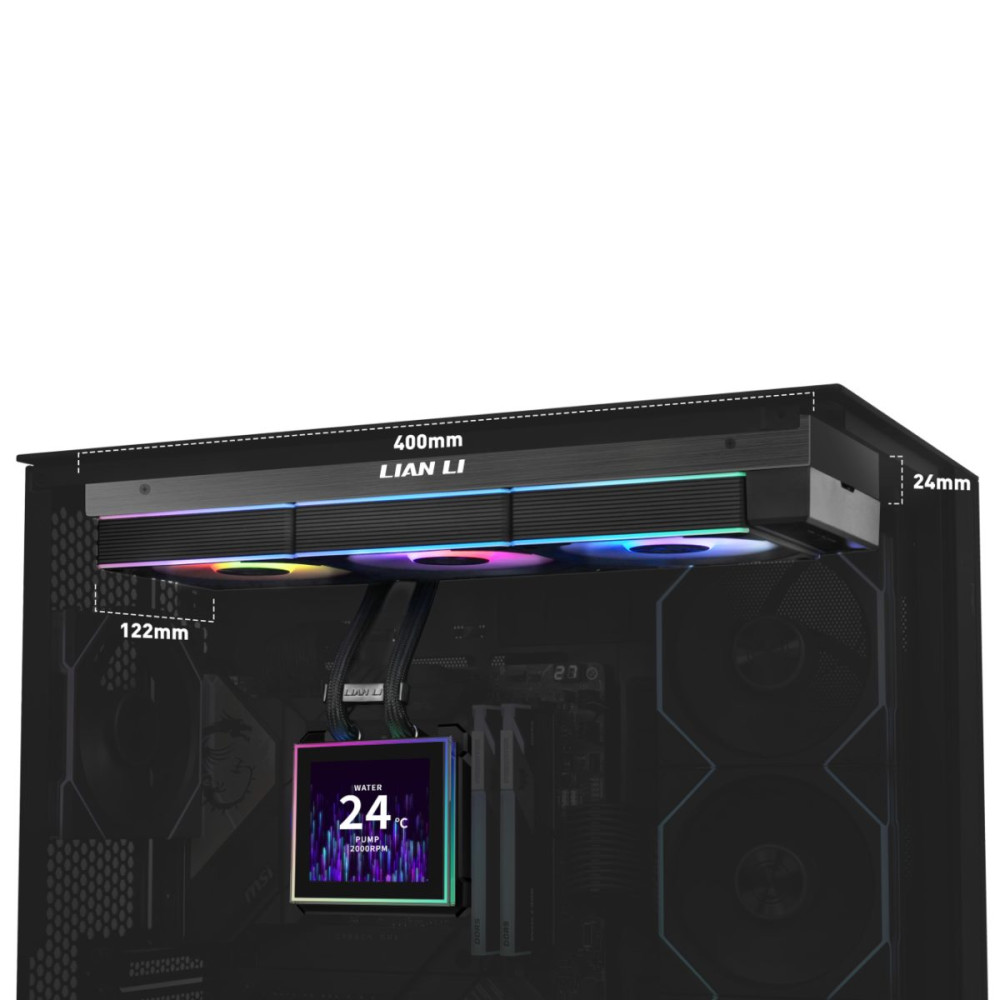 Lian Li Hydroshift II LCD-S 360CL Black - RGB AIO CPU Cooler - 3.4