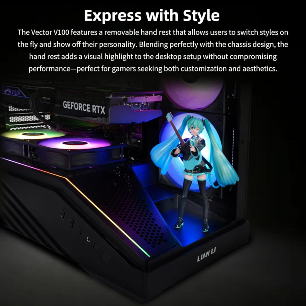 Lian Li Vector V100 White - 4 x 120mm ARGB - LED RGB Strip - Tempered Glass - ATX Case