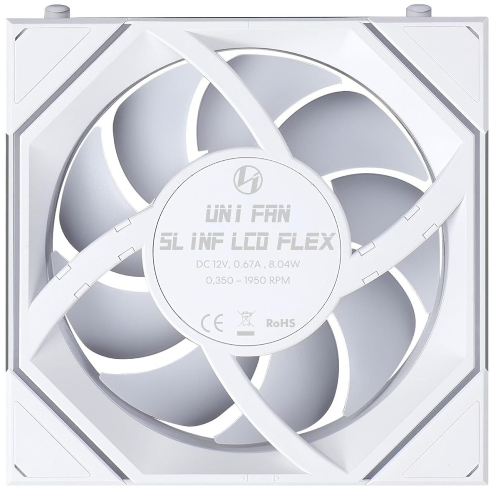 LIAN LI UNI FAN SL INF LCD FLEX Reverse - White - Wireless 120 3PCS WithOUT controller Case Fan
