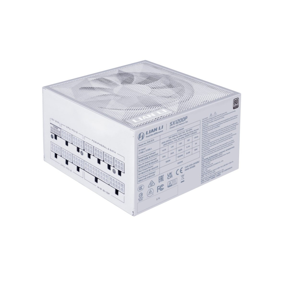 Lian Li SX 1200P White - PLATINUM 1200W - ATX 3.1 - 12V-2x6 - Japanese Capacitor - 10 Years Warranty