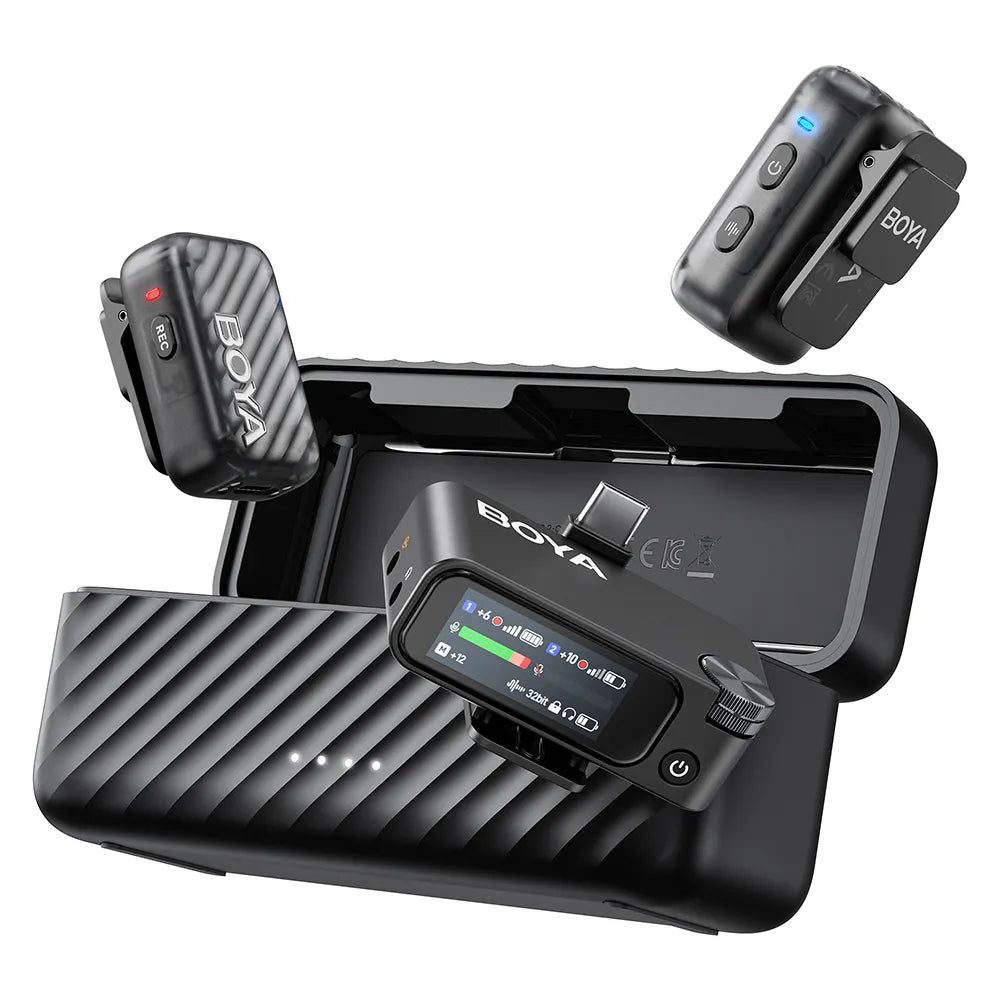 BOYAMIC 2-02 Wireless HD Microphone USB-C &Camera 2x RXs 32bit Float Onboard Rec 300m 15h