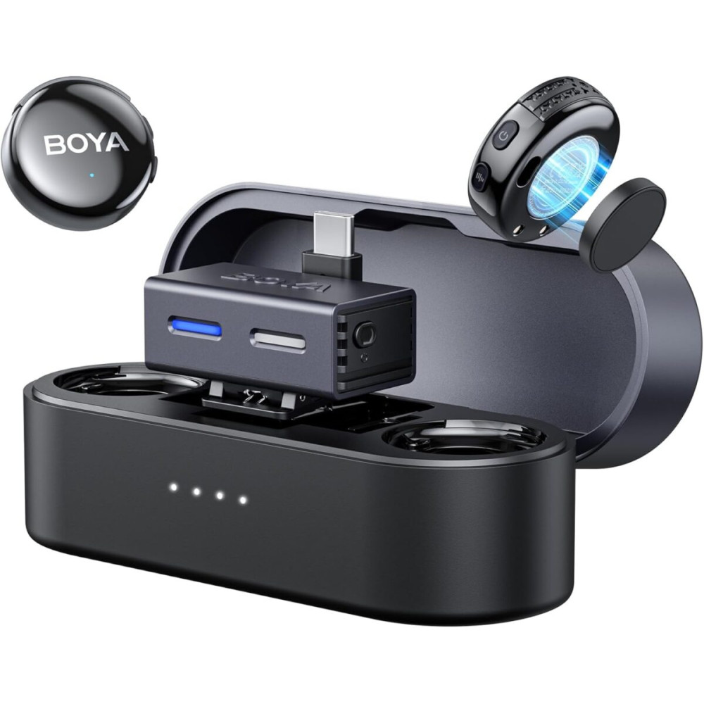 BOYALINK 3 - Type-C & 3,5mm AI-Powered Button Wireless Microphone 2 TX + 1 RX + charging Case