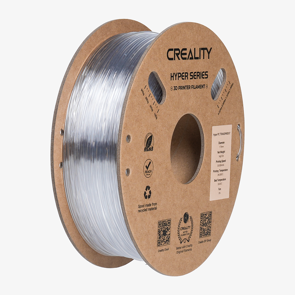 Creality Hyper PC Transparent 3D Printer Filament Crystal Clear Finish 1.75mm 1KG