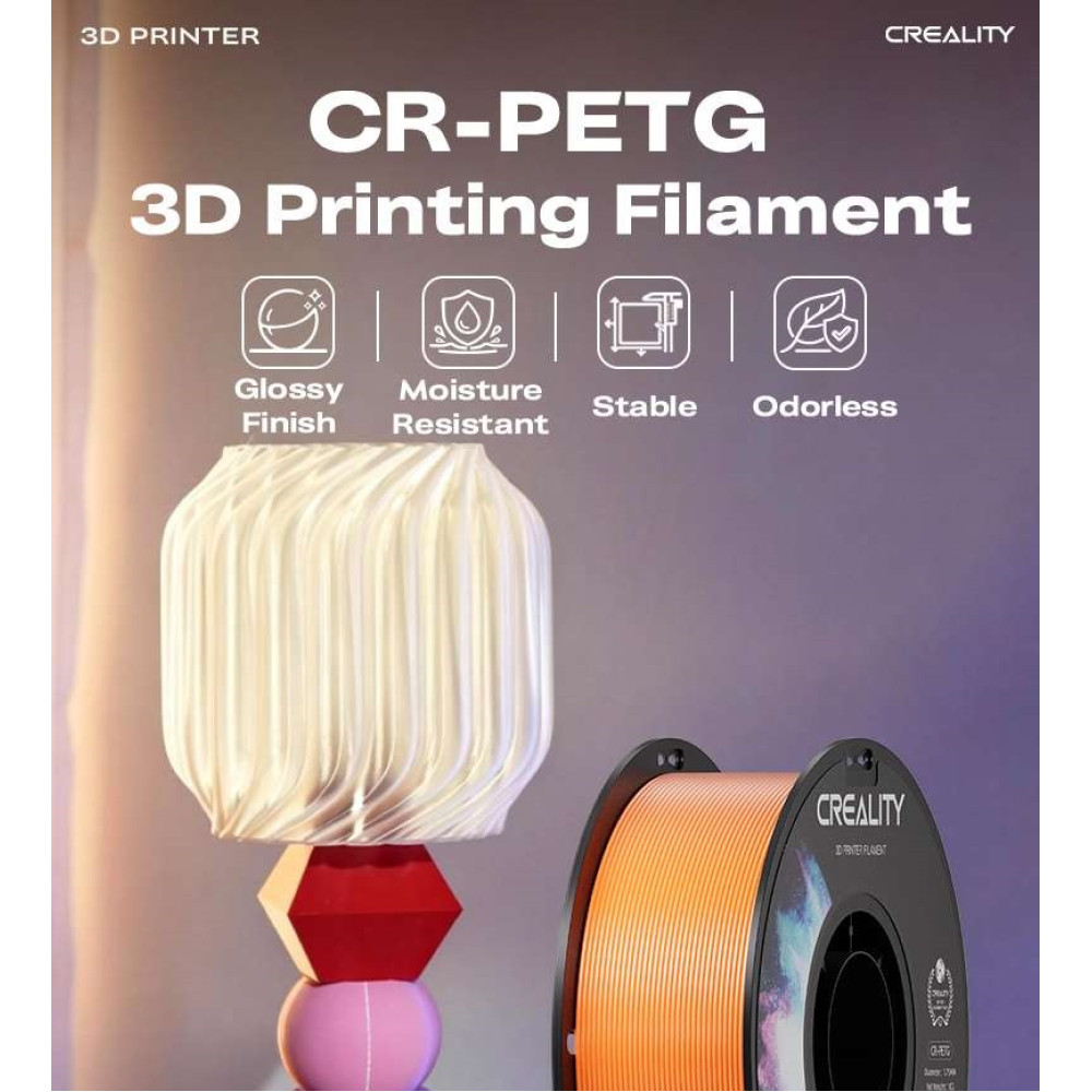 Creality CR-PETG Orange 3D Printer Filament, Hard Glossy, Tensile Str. 49MPA, 1 kg Spool1.77