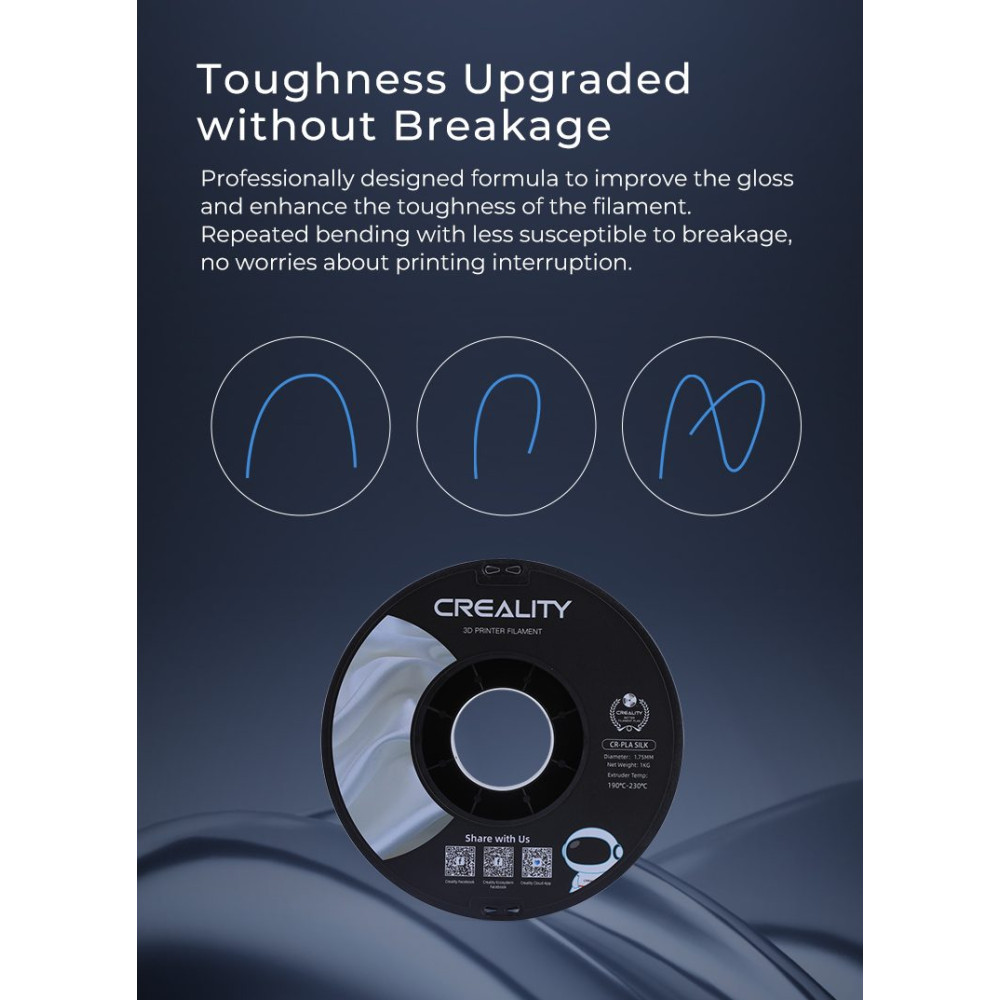 CREALITY CR-PLA Silk Purple, 3D Printer Filament Glossy, 1 kg Spool,1.75 mm