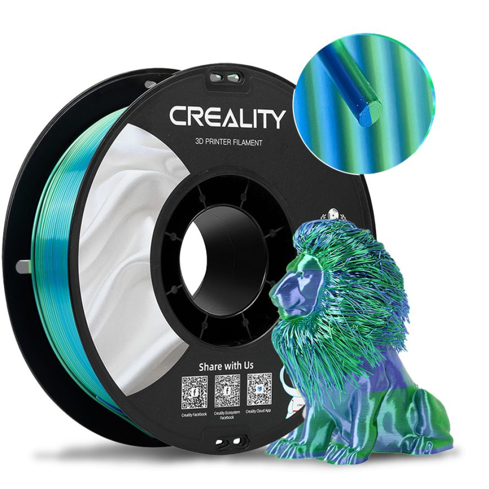 CREALITY CR-PLA Silk Blue-Green, 3D Printer Filament Glossy, 1 kg Spool,1.75 mm