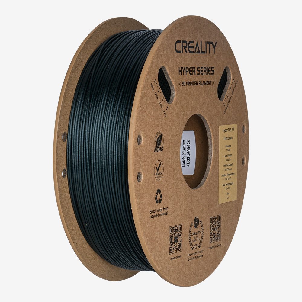 Creality Hyper PLA-CF Dark Green Carbon Fiber 3D Printer Filament, High Strength, 1 kg Spool1.75