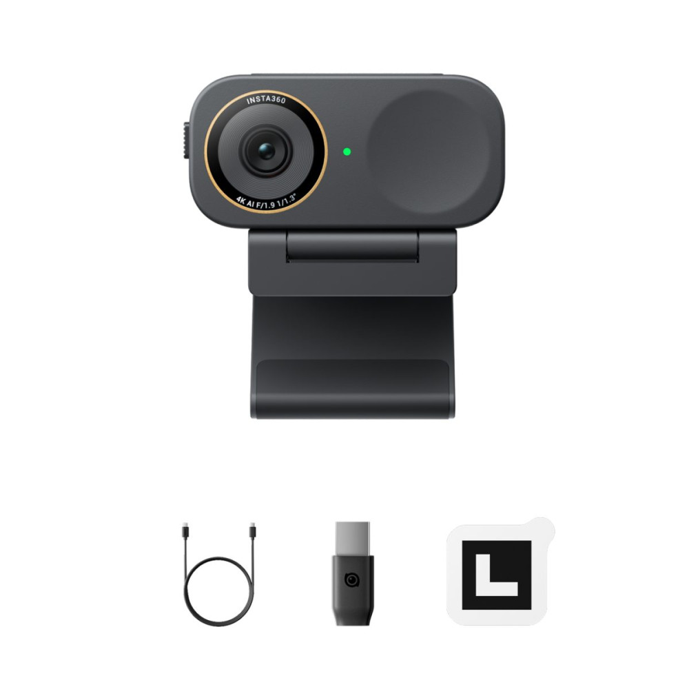 Insta360 Link 2C Pro Black - 4K, HDR, AI Noise Canceling, AI Track-Frame, Dual Mic Webcam