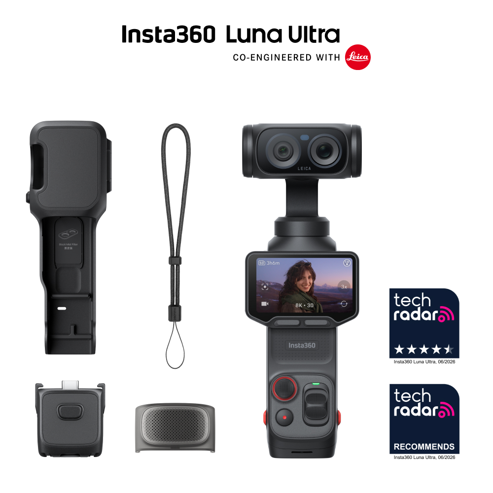 Insta360 Luna Ultra Standard Bundle Black - 1-Inch 8K Leica Sensor, Dual Lens, Triple AI Chip, OLED