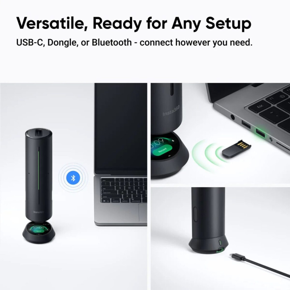 Insta360 Wave Arctic White - AI Speakerphone for Meetings, Recordings, Podcasts, Live Streams