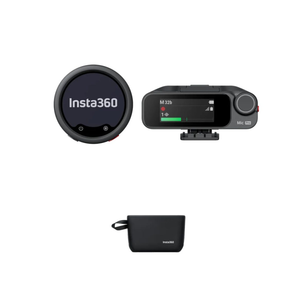 Insta360 Wireless Mic Pro 1 TX+1 RX - 3-Mic Array, AI Noise Cancel, Custom Display Microphone