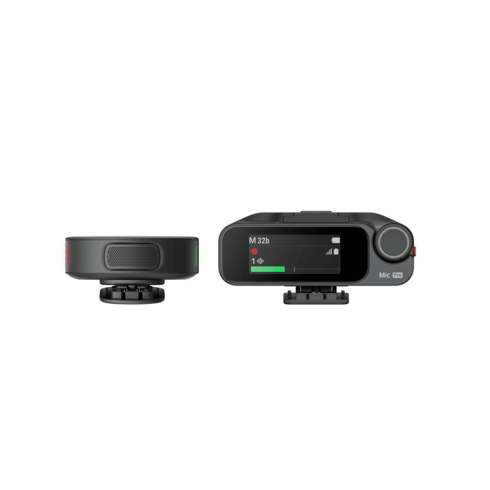 Insta360 Wireless Mic Pro 1 TX+1 RX - 3-Mic Array, AI Noise Cancel, Custom Display Microphone
