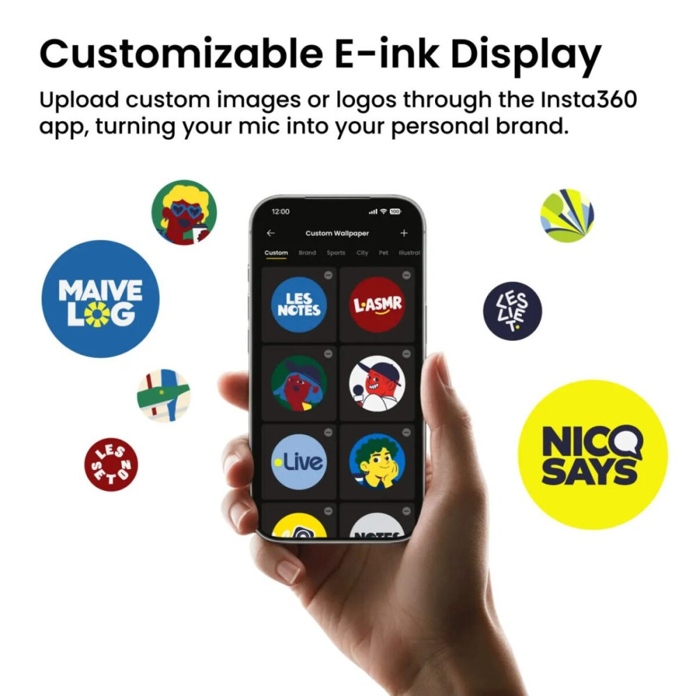 Insta360 Mic TX - AI Noise Cancel, Custom Display, MicroSD Compatible Wireless Microphone