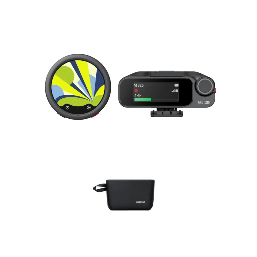 Insta360 Mic 1 TX + 1 RX - AI Noise Cancel, Custom Display, MicroSD Compatible Wireless Microphone