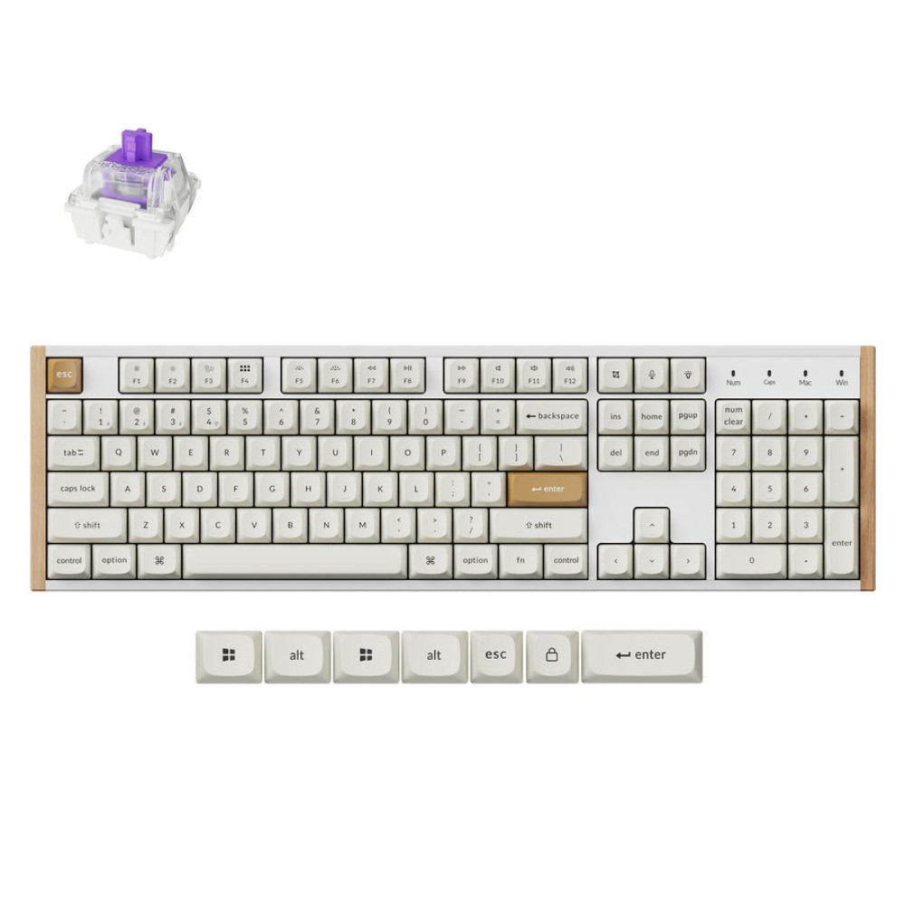 Keychron K10 HE (K10H-Q1) Special Wood Edition White Wireless Magnetic Hall Effect RGB 100% US