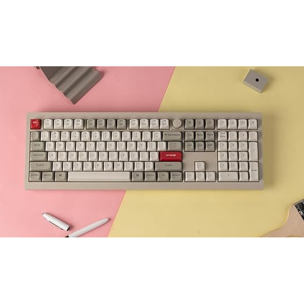 Keychron V6 Max Retro (V6M-R1) QMK/VIA BT/2,4/Wired Custom Mechanical Keyboard Red Switch 100% US