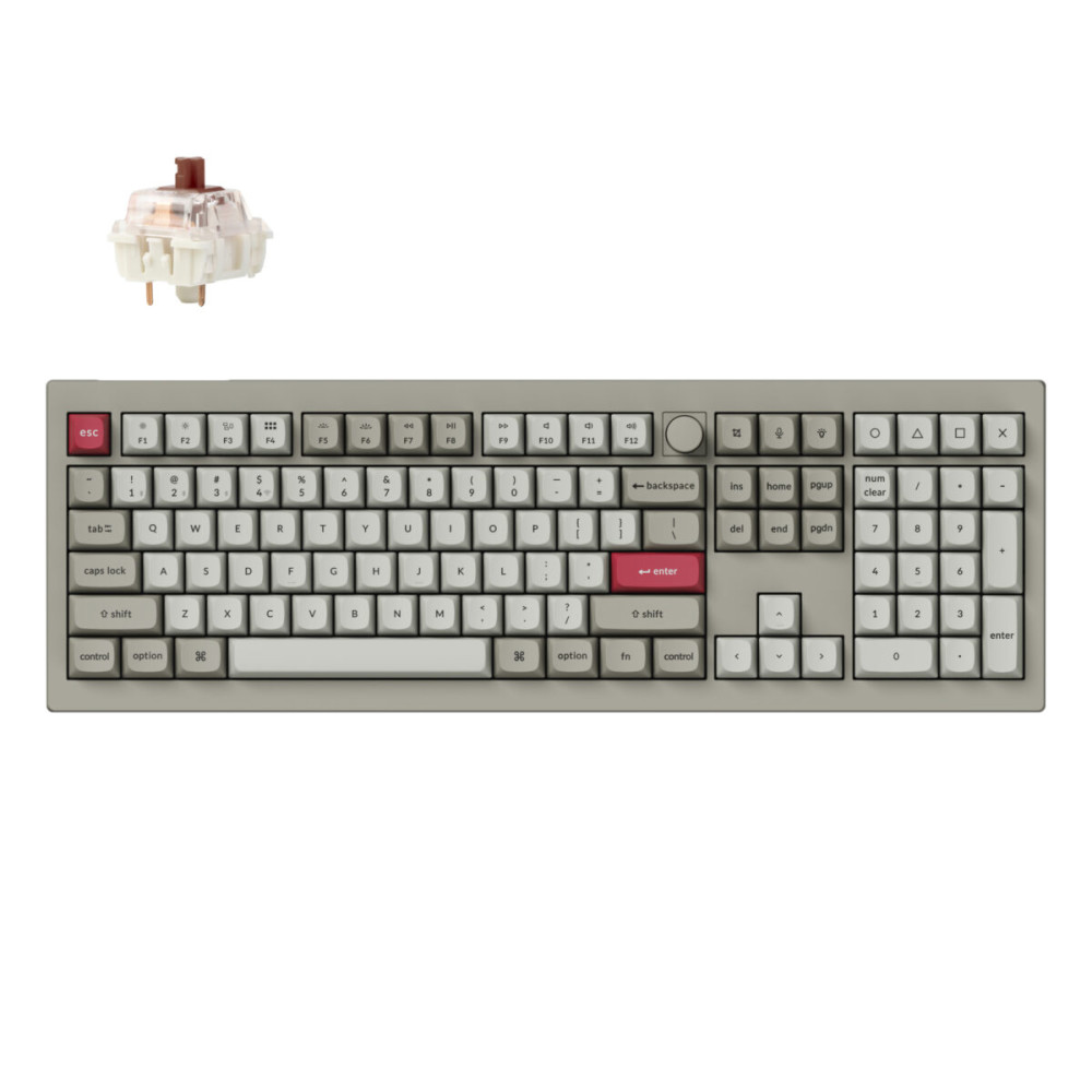 Keychron V6 Max Retro (V6M-R3) QMK/VIA BT/2,4/Wired Custom Mechanical Keyboard Brown Switch 100%