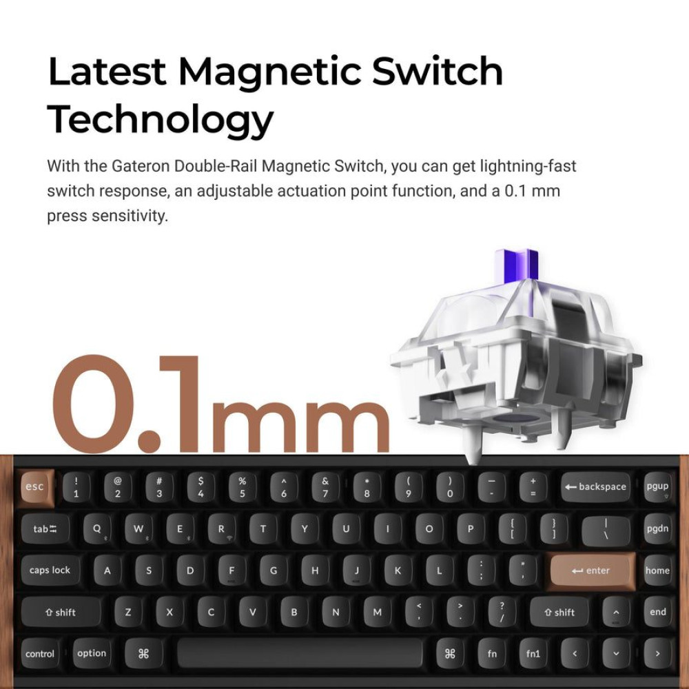 Keychron K6 HE (K6H-J1) Shine-Through Wireless Magnetic Hall Effect RGB Keyboard 65% US Layout