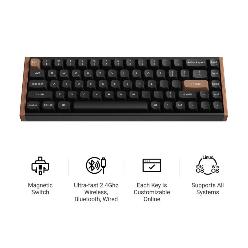 Keychron K6 HE (K6H-F1) Special Wood Edition Wireless Magnetic Hall Effect RGB Keyboard 65% US