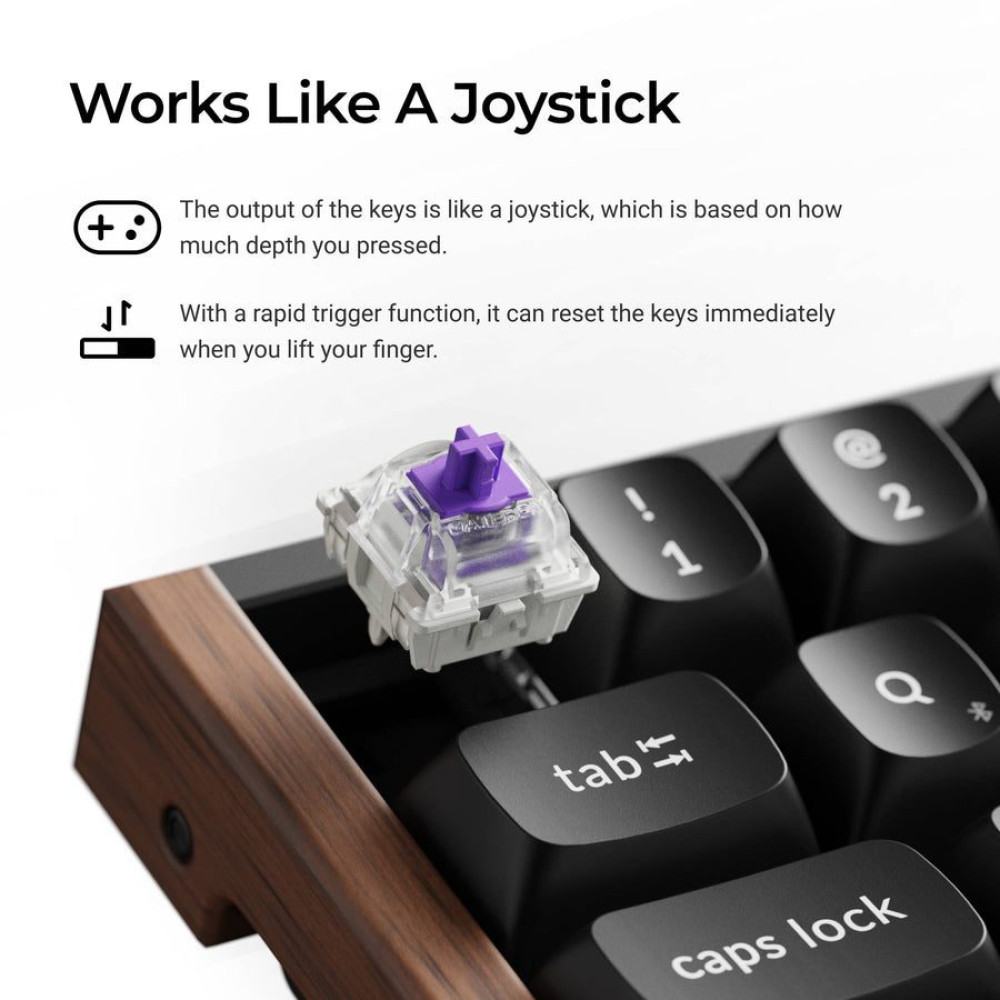 Keychron K6 HE (K6H-F1) Special Wood Edition Wireless Magnetic Hall Effect RGB Keyboard 65% US