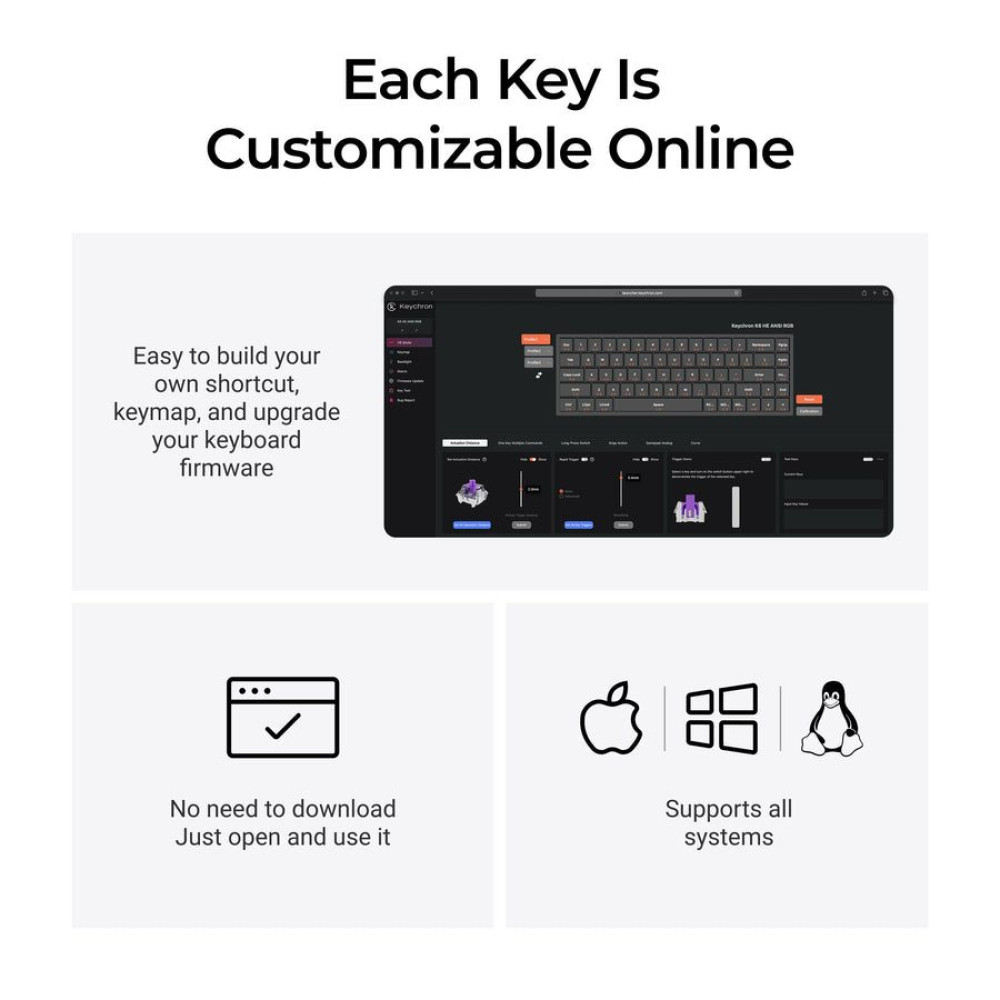 Keychron K6 HE (K6H-F1) Special Wood Edition Wireless Magnetic Hall Effect RGB Keyboard 65% US