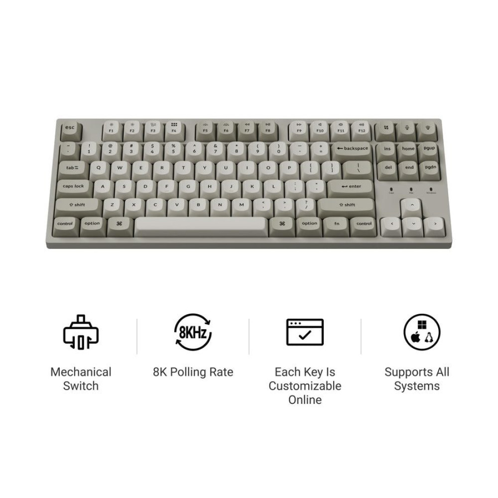 Keychron C1 Pro (C1PX-M1) QMK/VIA Mechanical Red Switch - 8K Polling Rate Hot Swap.80% US Retro RGB