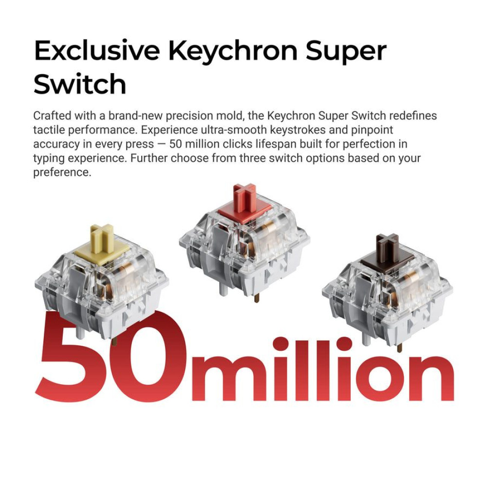 Keychron C3 Pro (C3PX-H3) QMK/VIA Mechanical Brown Switch - 8K Polling Rate Hot Swap. 80% US RGB