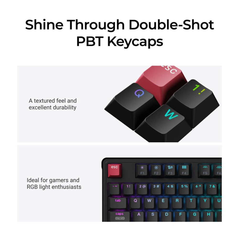 Keychron C3 Pro (C3PX-H3) QMK/VIA Mechanical Brown Switch - 8K Polling Rate Hot Swap. 80% US RGB
